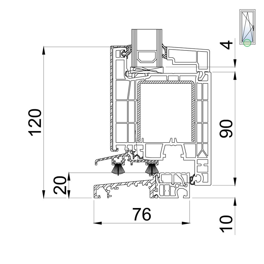 TwinSet neo AD - Balkontür mit breitem Flügel und flacher Schwelle