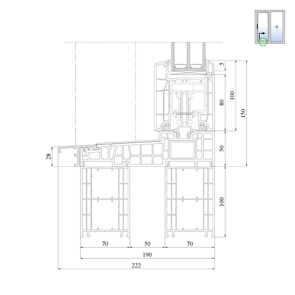 Schwelle mit 100 mm Verbreiterung