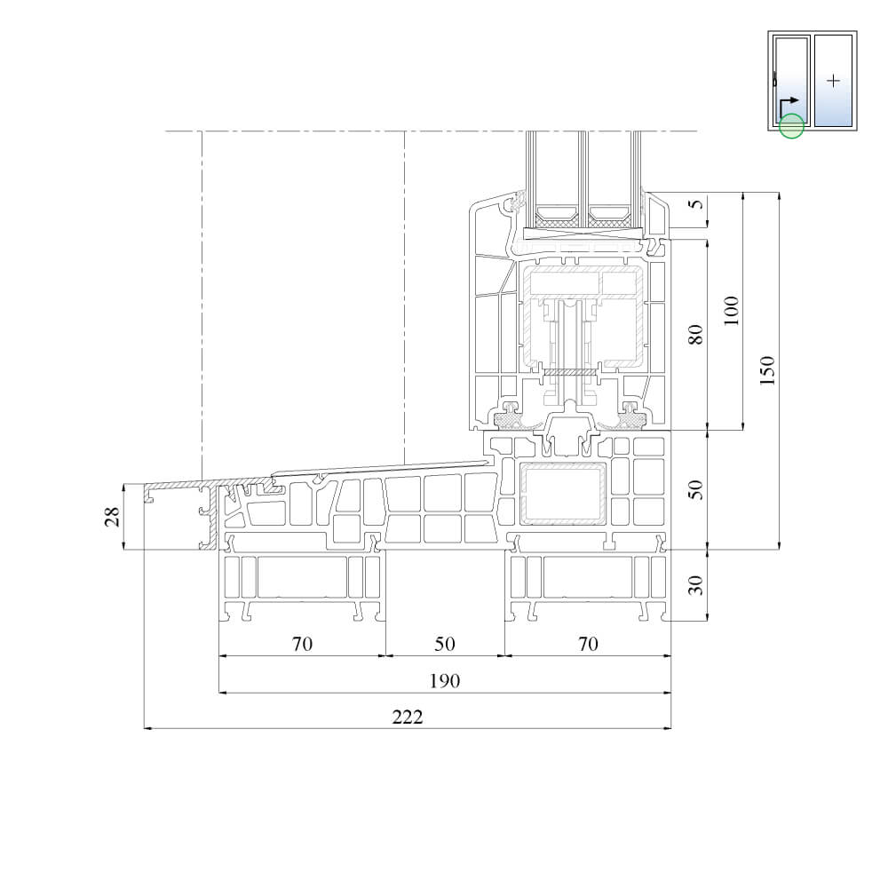 Schwelle mit 30 mm Verbreiterung